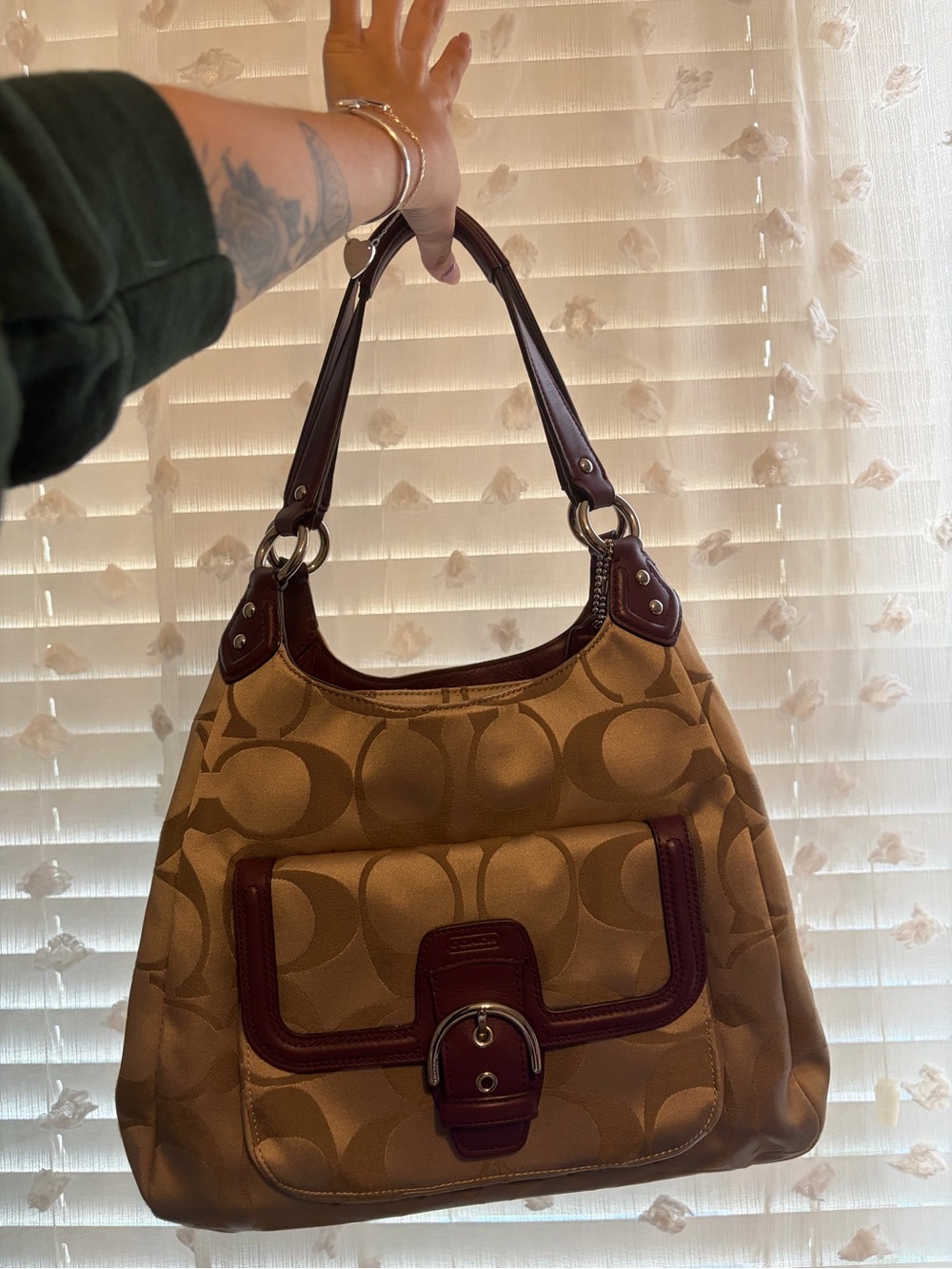 Coach Campbell Signature Sateen Hobo Shoulder Bag 2013